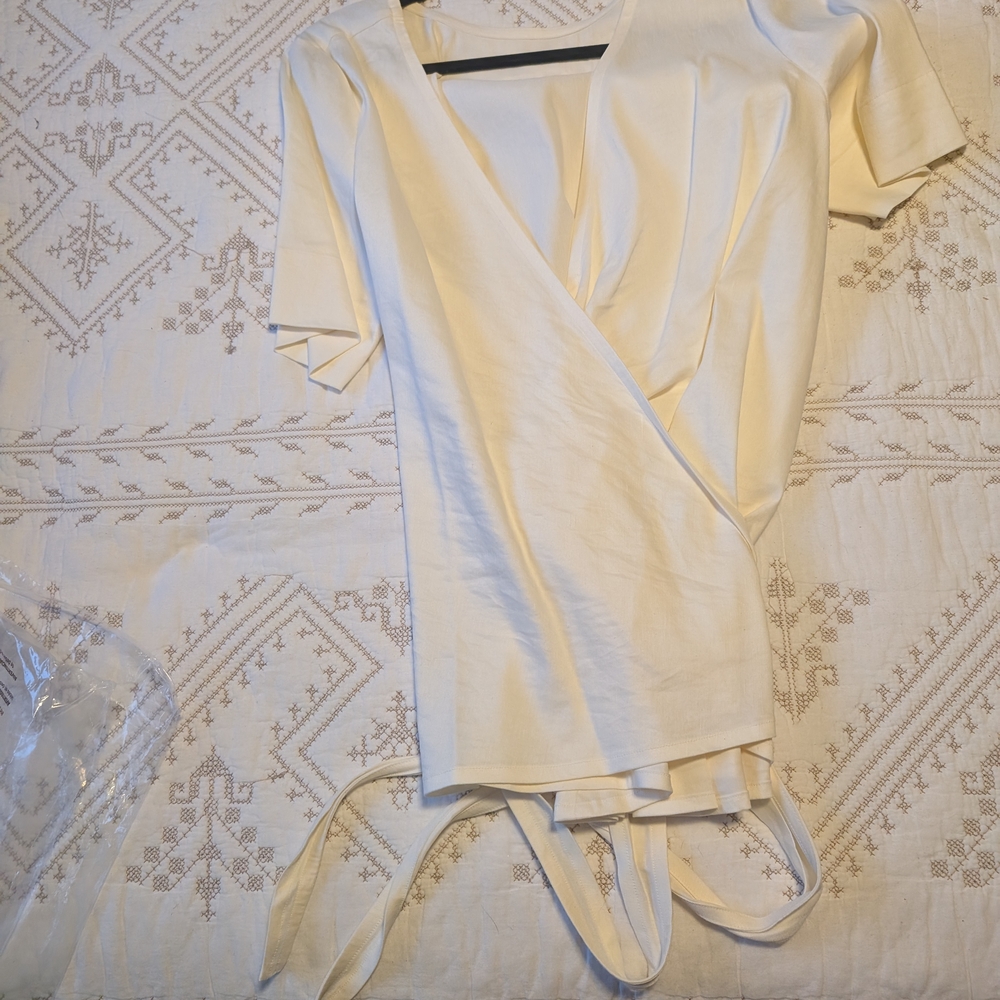 Aday Wrap Stretch Linen Topb In Coconut